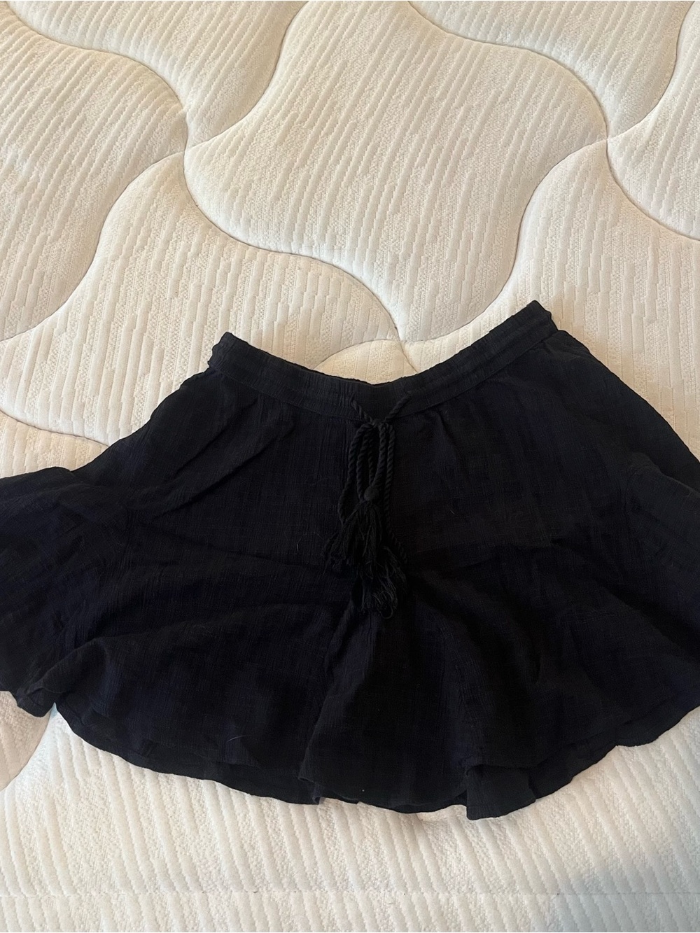 Cotton On Body Black Textured Flowy Boho Beach Lounge Skirt S Tassel Drawstring